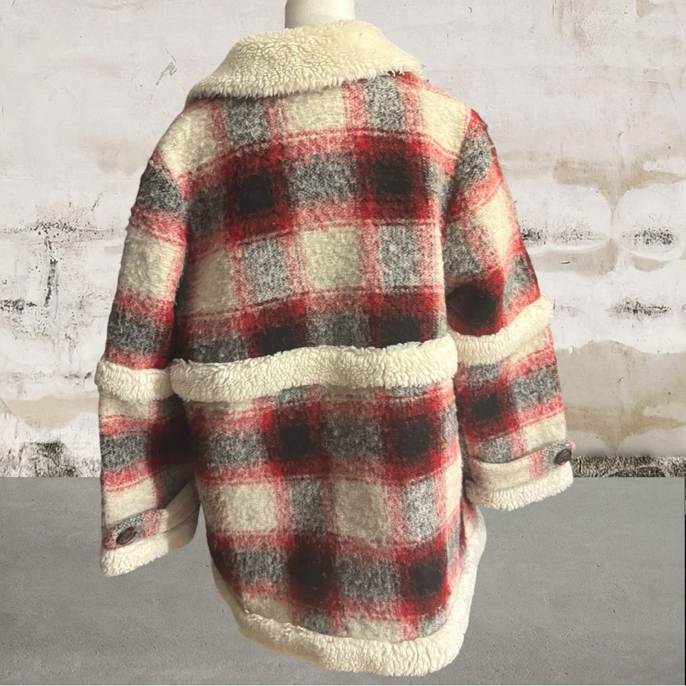 Dazzle Women's Cozy Plaid Teddy Jacket with Shearling Trim Size Medium - Picture 3 of 4